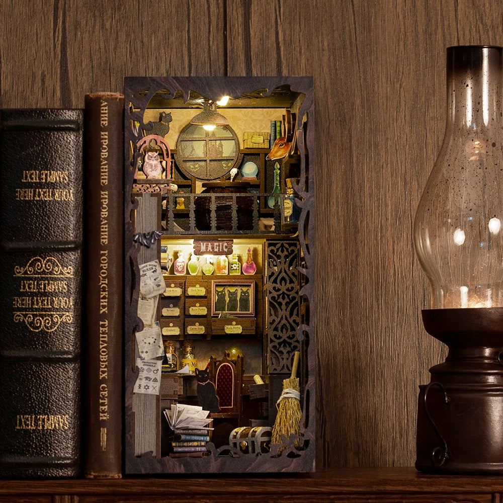 Magic Pharmacist Book Nook Kit with Dust Cover - DIY Miniature Bookshelf Decor for Home, Office & Gifts | Perfect for Book Lovers & Collectors
