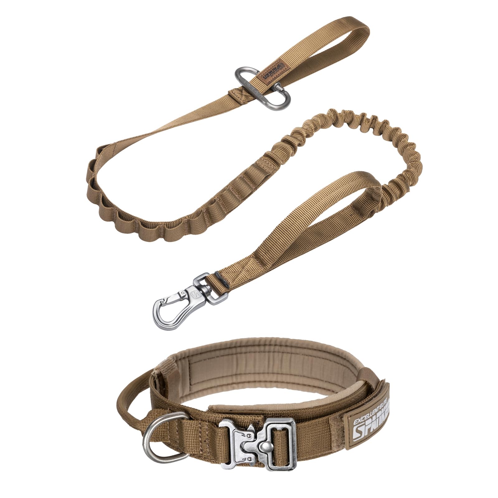 L Size Tactical Dog Collar - Heavy Duty Nylon Adjustable K9 Collar with Bungee Leash for Military & Police Dogs - Perfect for Training, Hiking & Outdoor Adventures