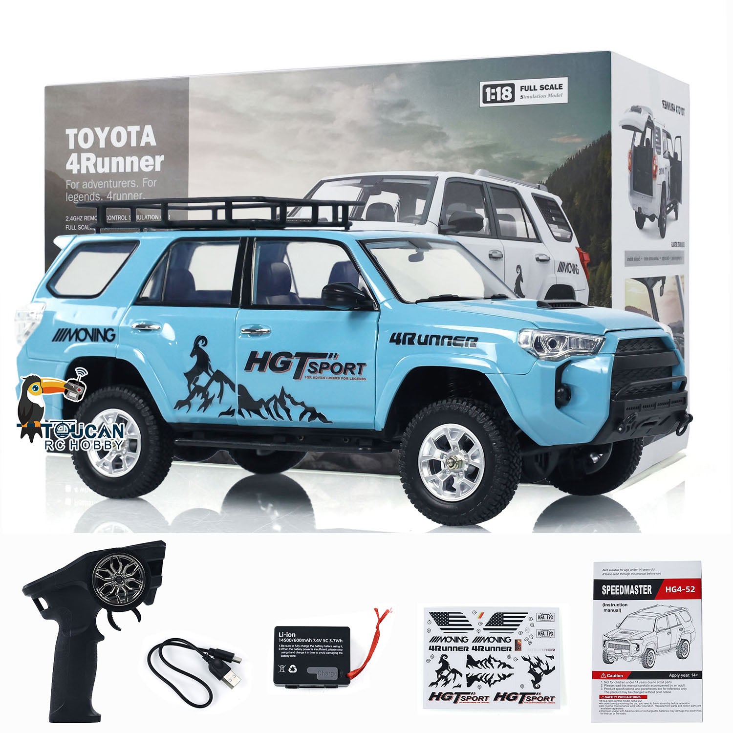 1/18 Scale HG 4x4 RC Off-Road Vehicle - Remote Control Crawler Car with Upgraded 4Runner Simulation (Painted & Assembled) - Perfect for DIY Model Enthusiasts & Outdoor Adventure Play