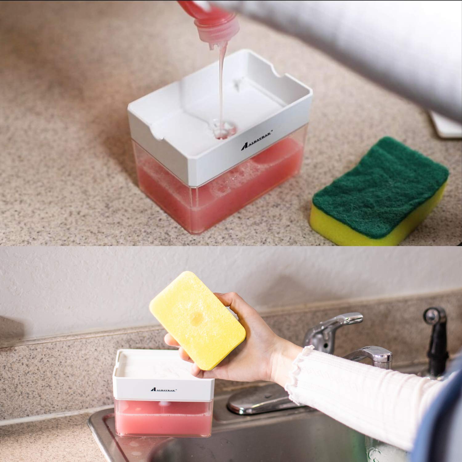 Premium Quality Kitchen Soap Dispenser - Automatic Dish Soap Dispenser for Sink Countertop, White | Perfect for Modern Kitchens & Bathrooms