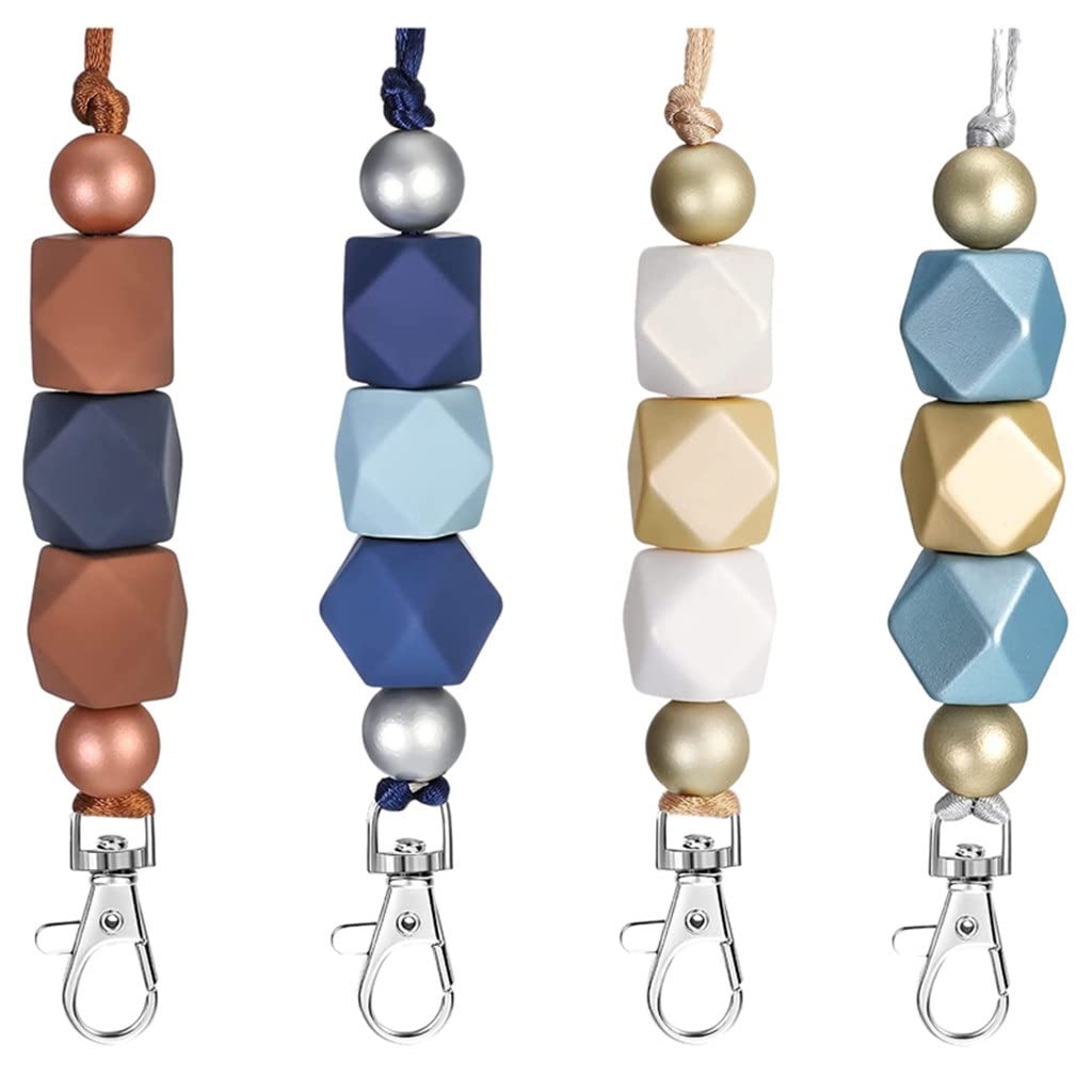 4 Pack Detachable Badge Lanyards for ID Cards & Keys - Adjustable Teacher, Nurse, Staff & Student Lanyards (One Size, Multi-Color) - Perfect for Schools, Hospitals, Offices & Events