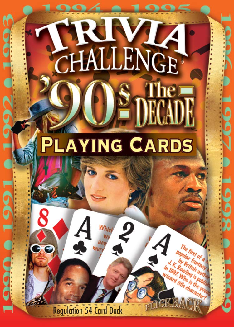 1990s Trivia Playing Cards - Fun Nostalgic Gift for 35th or 30th Birthday Party Games, Family Game Night & 90s Themed Events