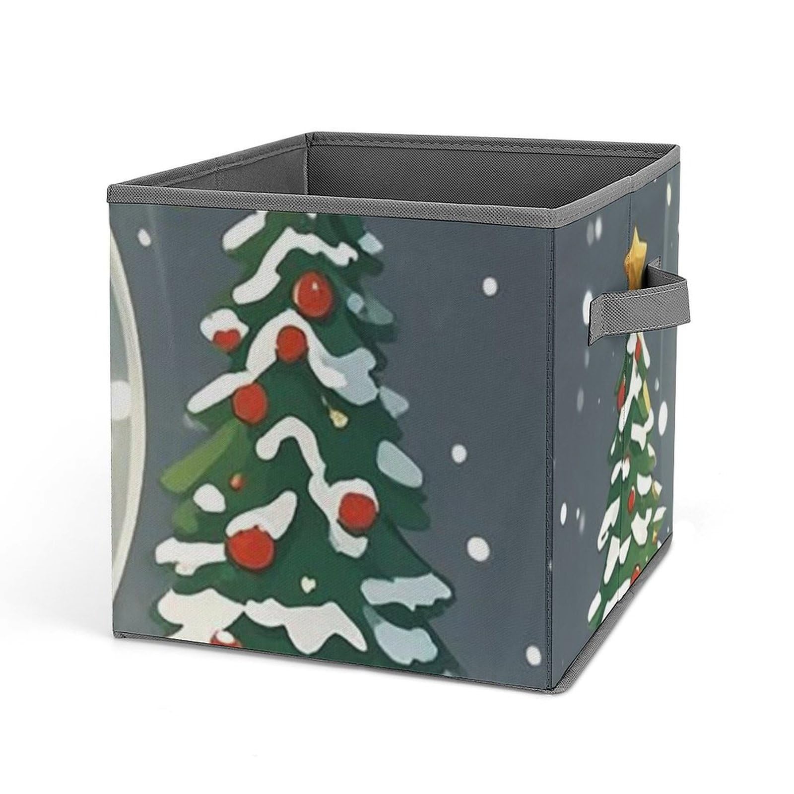 Christmas Snow Globe Storage Bin - Large Capacity Collapsible Storage Box with Handles, 10.6x10.6x10.6 Inch Closet Organizer for Home & Office - Perfect for Holiday Decor, Kids' Toys, and Seasonal Clothing Storage