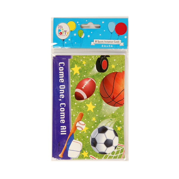 8-Piece Set of 6x4 Sports-Themed Invitation Cards with Matching Envelopes - Perfect for Team Parties, Game Day Events & Sports Banquets