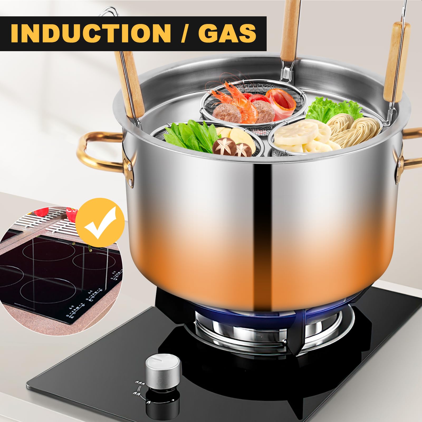YJINGRUI 28L Commercial Stainless Steel Pasta Pot with Strainer Colander - Large Capacity Pasta Cooker for Home Kitchen & Restaurant Use - Perfect for Cooking, Draining & Serving Pasta Dishes