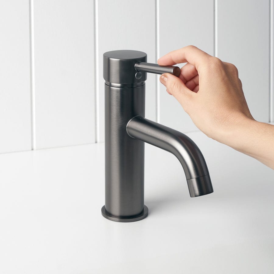Sydney Short Basin Mixer Tap in Gunmetal Finish - Modern Bathroom Faucet for Sink Vanity, Powder Room & Guest Bathroom