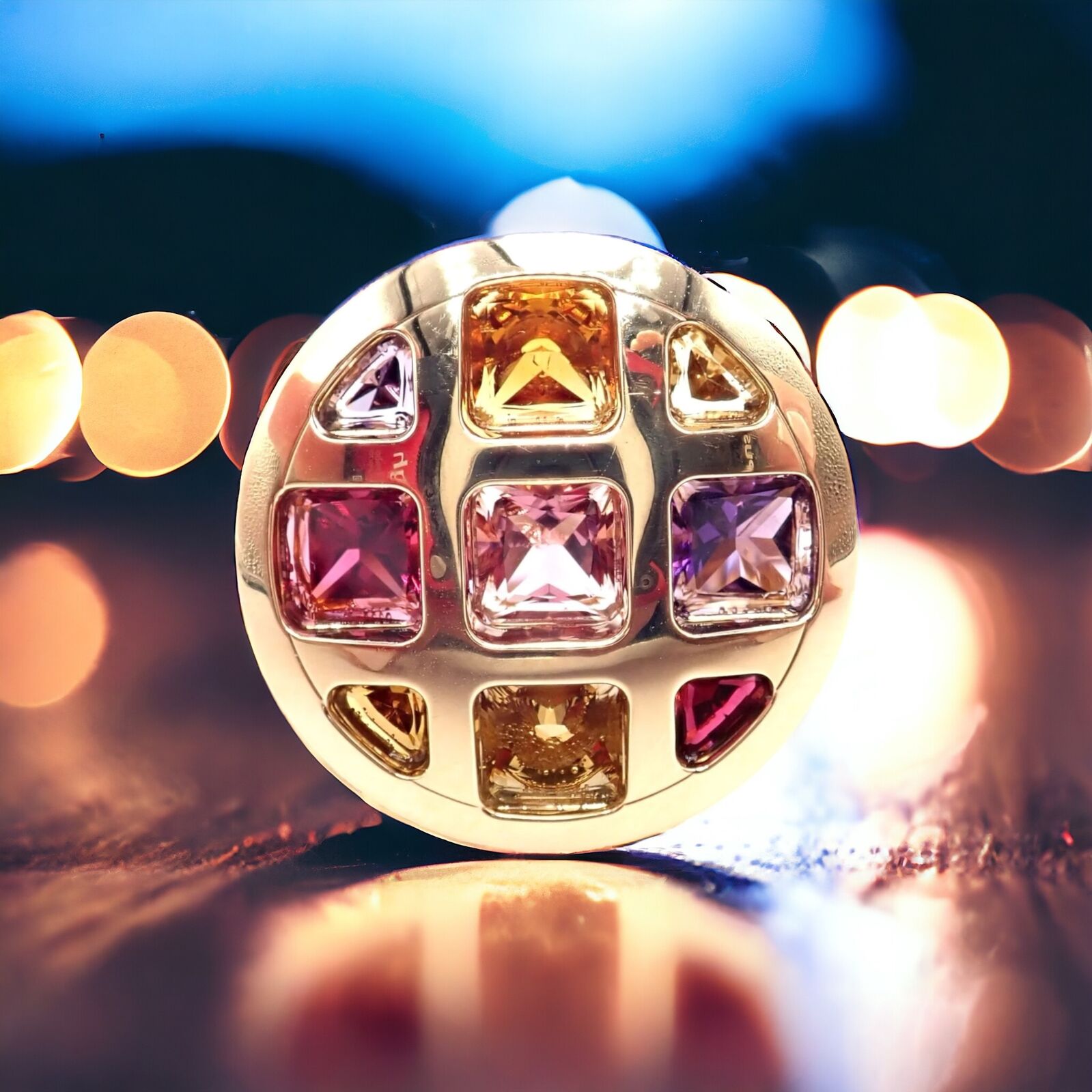 Authentic Cartier Pasha 18k Yellow Gold Ring with Amethyst, Citrine, Garnet & Tourmaline Gemstones | Luxury Jewelry for Women, Gift for Anniversary, Wedding & Special Occasions