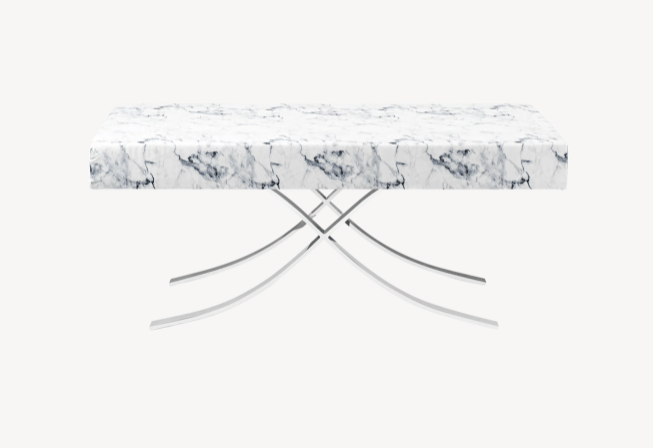 Aristot Rectangle Ottoman with Carrara Marble Top - Modern Storage Bench for Living Room, Bedroom & Entryway - Perfect for Extra Seating & Home Decor