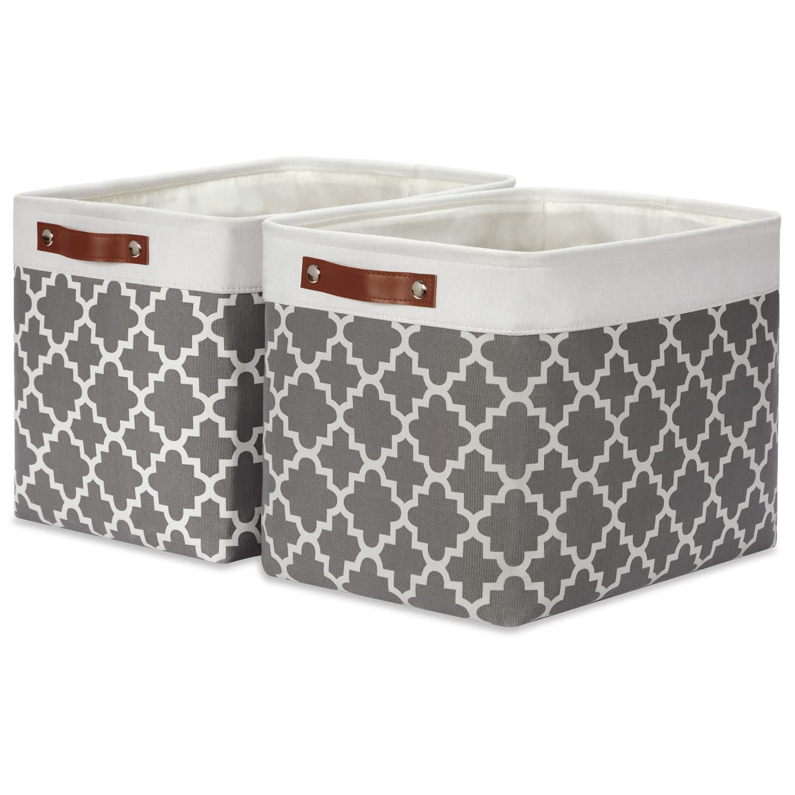HNZIGE Large Fabric Canvas Storage Basket Set of 2 - 16
