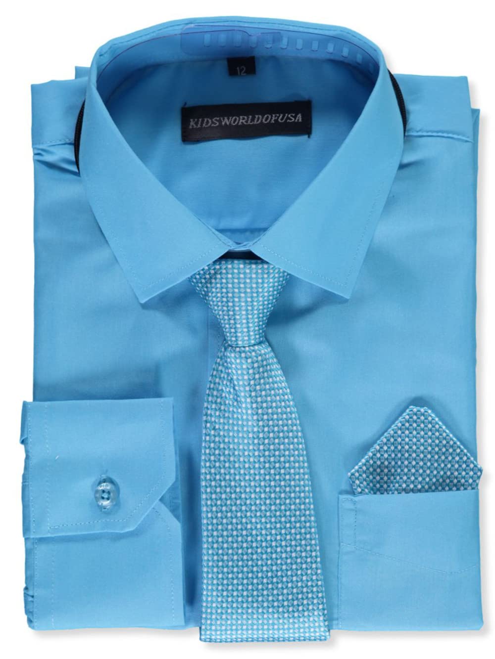Kids World Boys' Dress Shirt with Patterned Tie Set - Formal Wear for School, Parties & Special Occasions