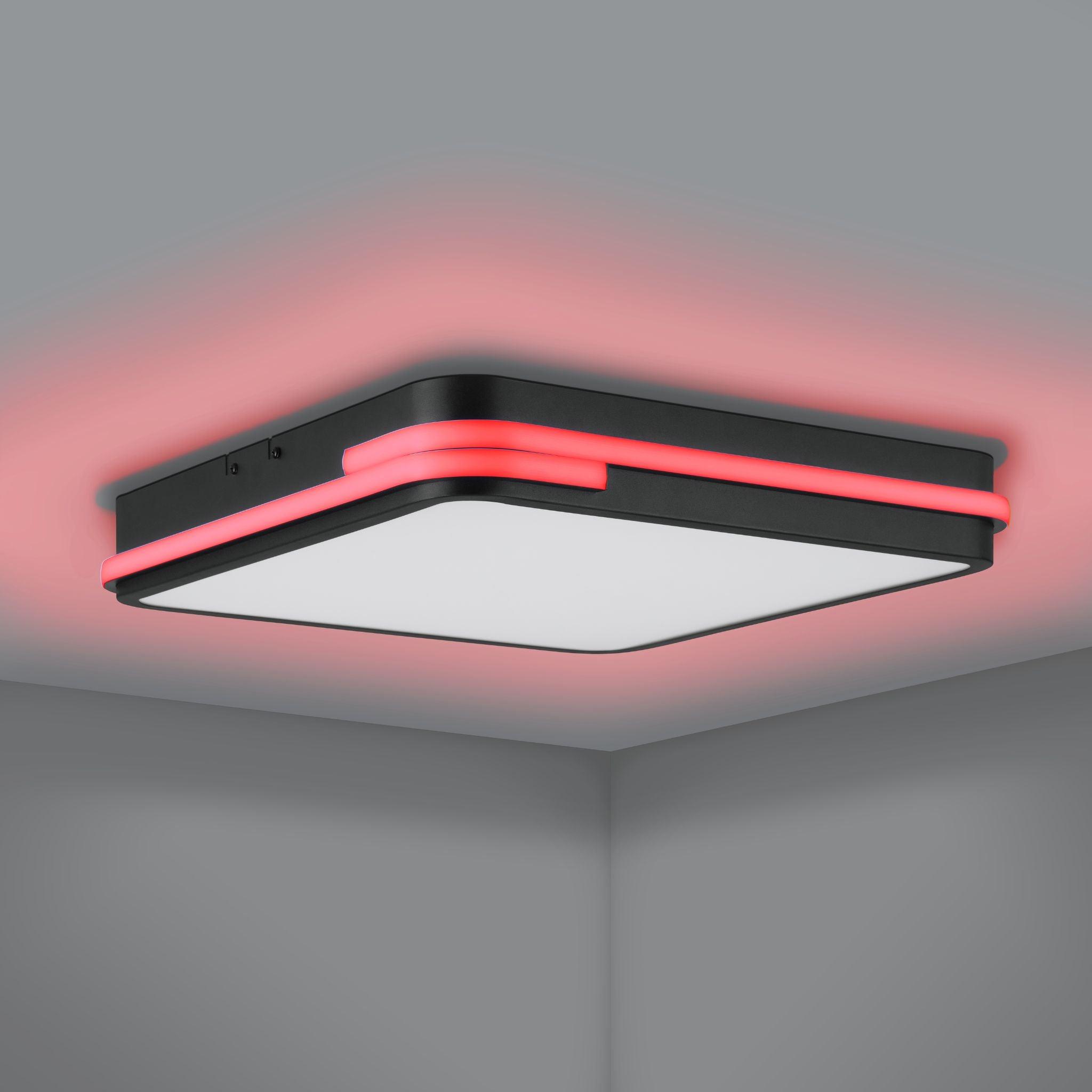 Eglo Connect Genovese Z Smart LED Ceiling Light - 47cm Square Black Flush Mount - Modern Lighting for Bedroom, Living Room & Kitchen