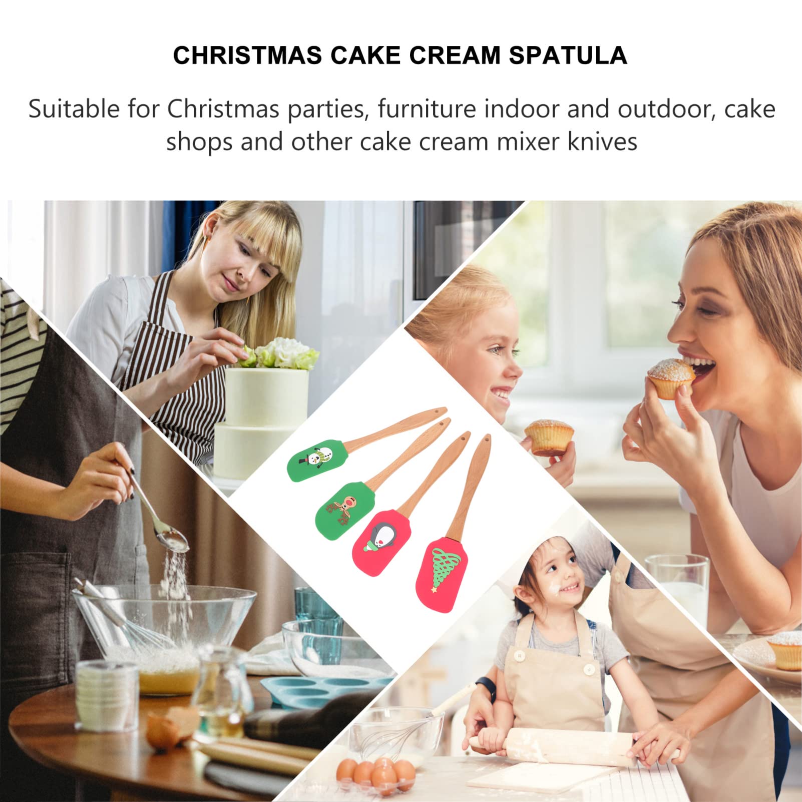 Hemoton 4-Piece Silicone Spatula Set - Heat-Resistant Kitchen Scrapers for Baking, Cooking, Cake Decorating & Pastry Making - Non-Stick Flexible Handled Spatulas for Mixing, Spreading & Frosting - Perfect for Home Bakers & Professional Chefs