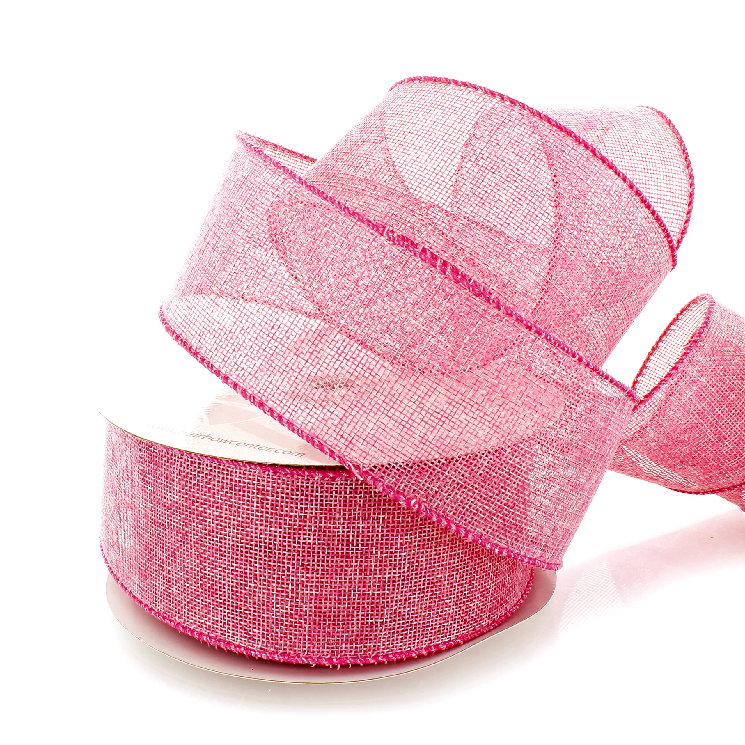 2.5 Inch Wired Burlap Ribbon Berry Pink - 10 Yards Bulk Spool for Hair Bows, Gift Wrapping, Wedding Decor & DIY Crafts