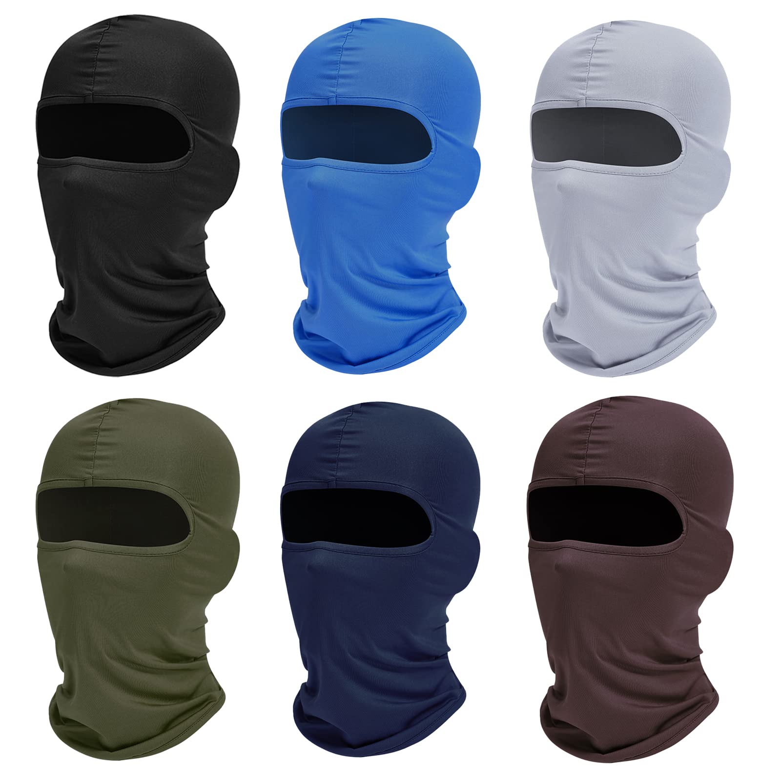 6 Pack Balaclava Ski Face Mask - Windproof & Dustproof Full Face Cover Scarf for Men & Women - Outdoor Cycling, Hiking, Skiing, Snowboarding & Winter Sports Protection