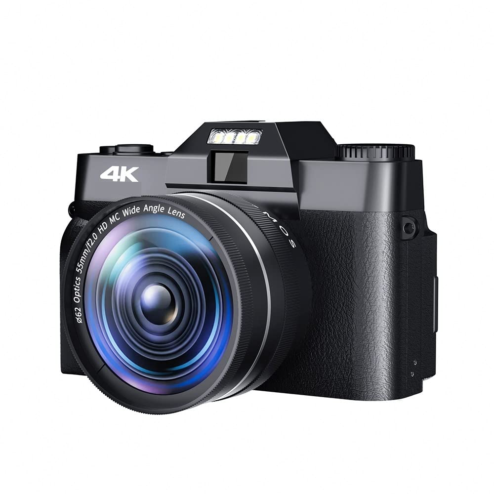 4K Flip Screen Camera - 48MP Vlog Camcorder with Macro Lens for YouTube & Travel