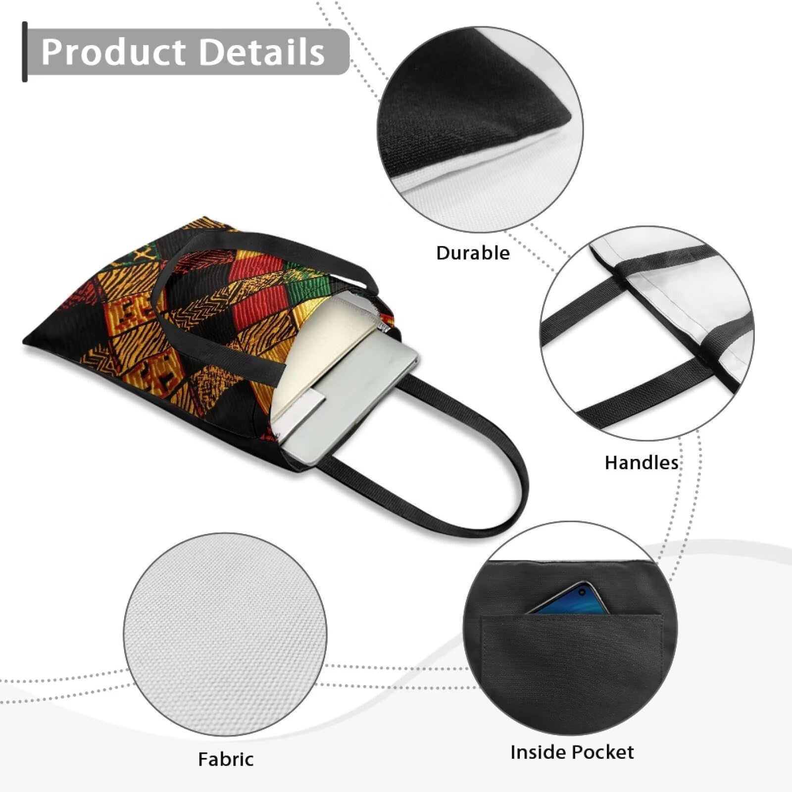 FOR U DESIGNS Women's Canvas Reusable Tote Bag - Eco-Friendly Shopping Bag, Book Bag, Grocery Tote for Work, School & Beach Day
