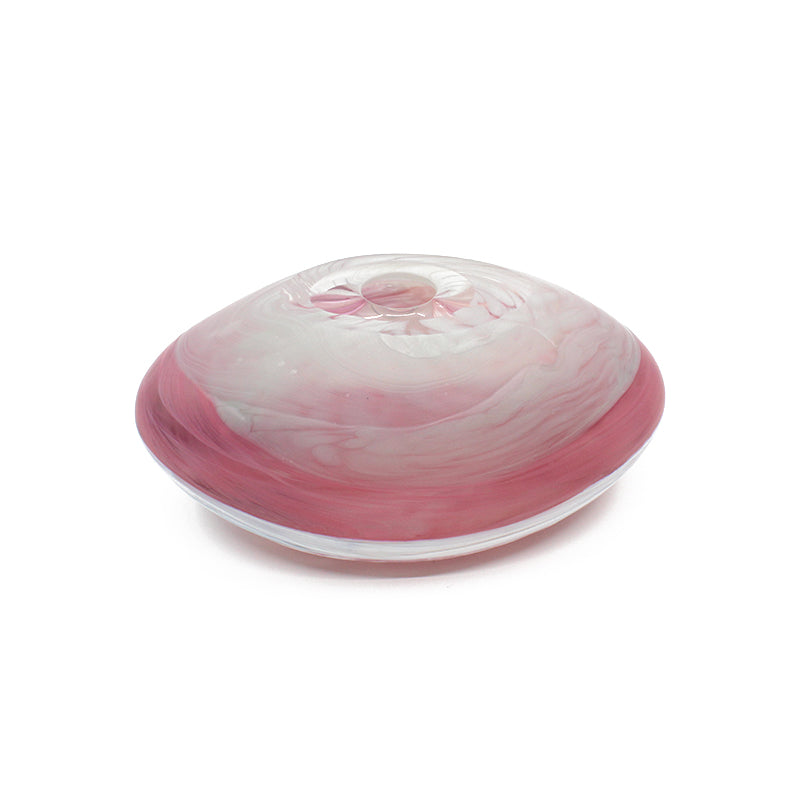 Pink & White Terraces River Stone Glass Vase - Elegant Floral Centerpiece for Home Decor, Wedding, and Dining Table Arrangements