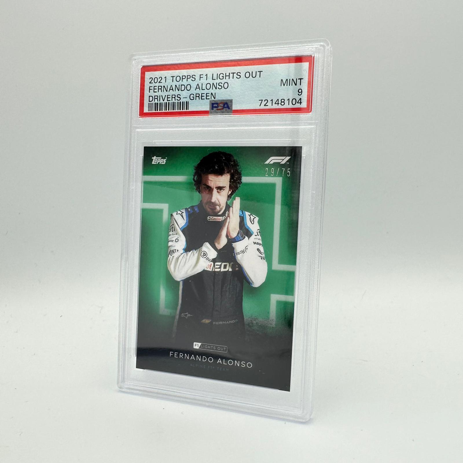 PSA 9 Fernando Alonso 29/75 Green Parallel Drivers Card - Perfect for Collectors, Racing Fans & Memorabilia Displays