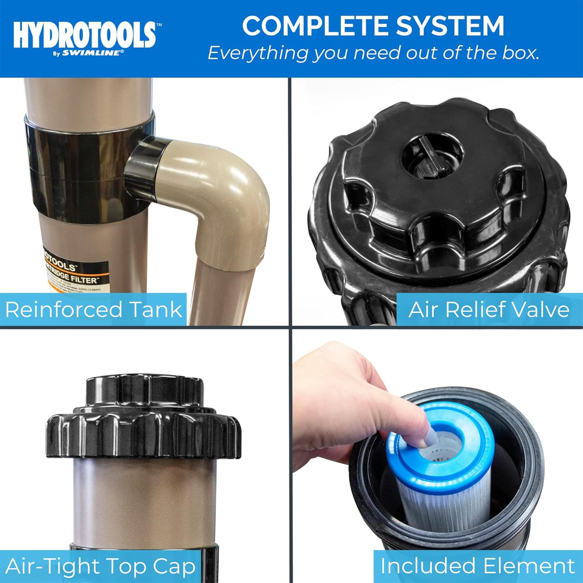 SWIMLINE HYDROTOOLS 8 Sq Ft Above-Ground Pool Cartridge Filter System with 0.3 THP Pump - Ideal for Pools up to 9000 Gallons | Perfect for Backyard Swimming Pools, Summer Water Fun & Easy Pool Maintenance