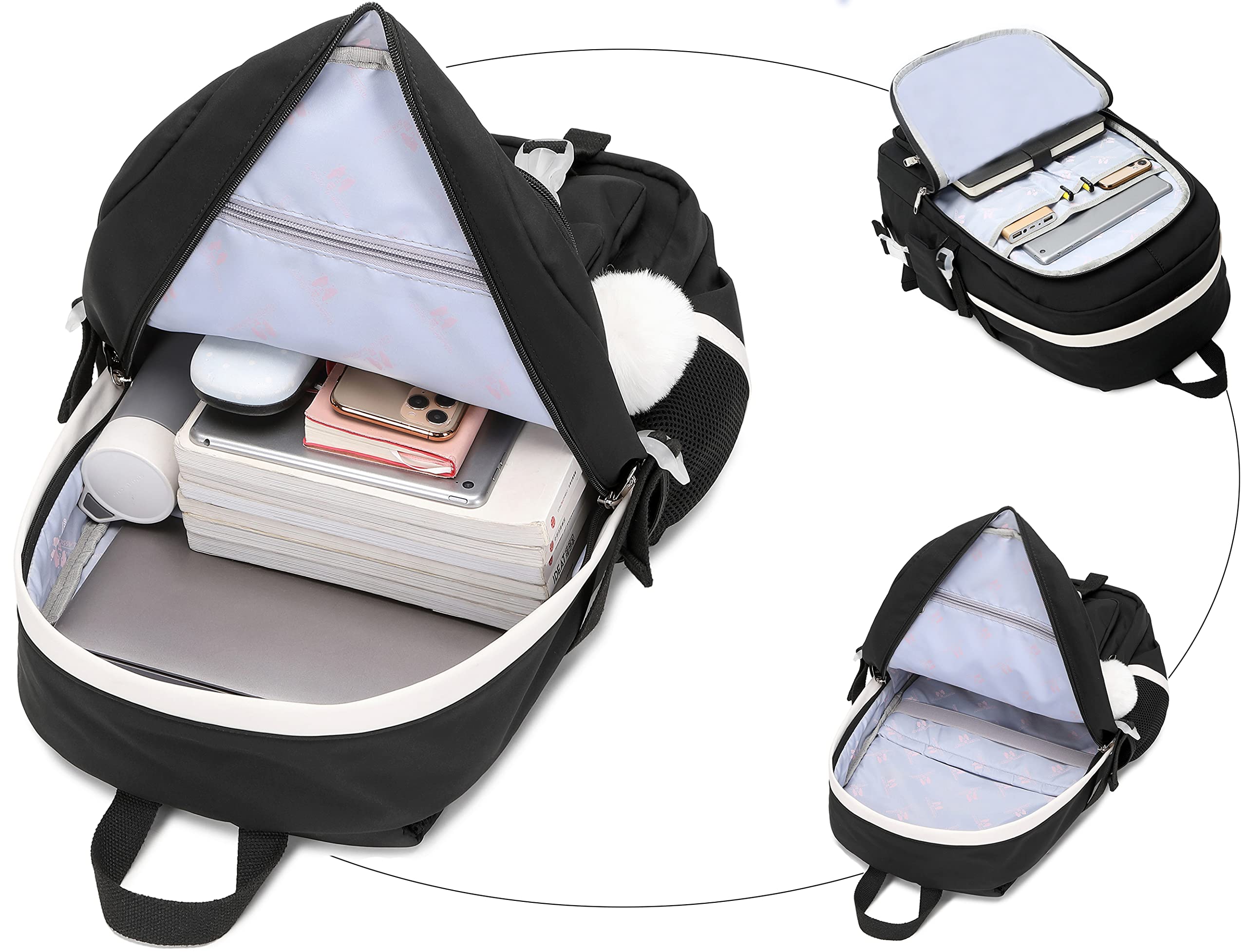 Cute Spotted Tiger Anime Backpack for Girls - Kawaii School Bag with Lunch Box Set for Teen Girls - Perfect for School, Travel, and Everyday Use