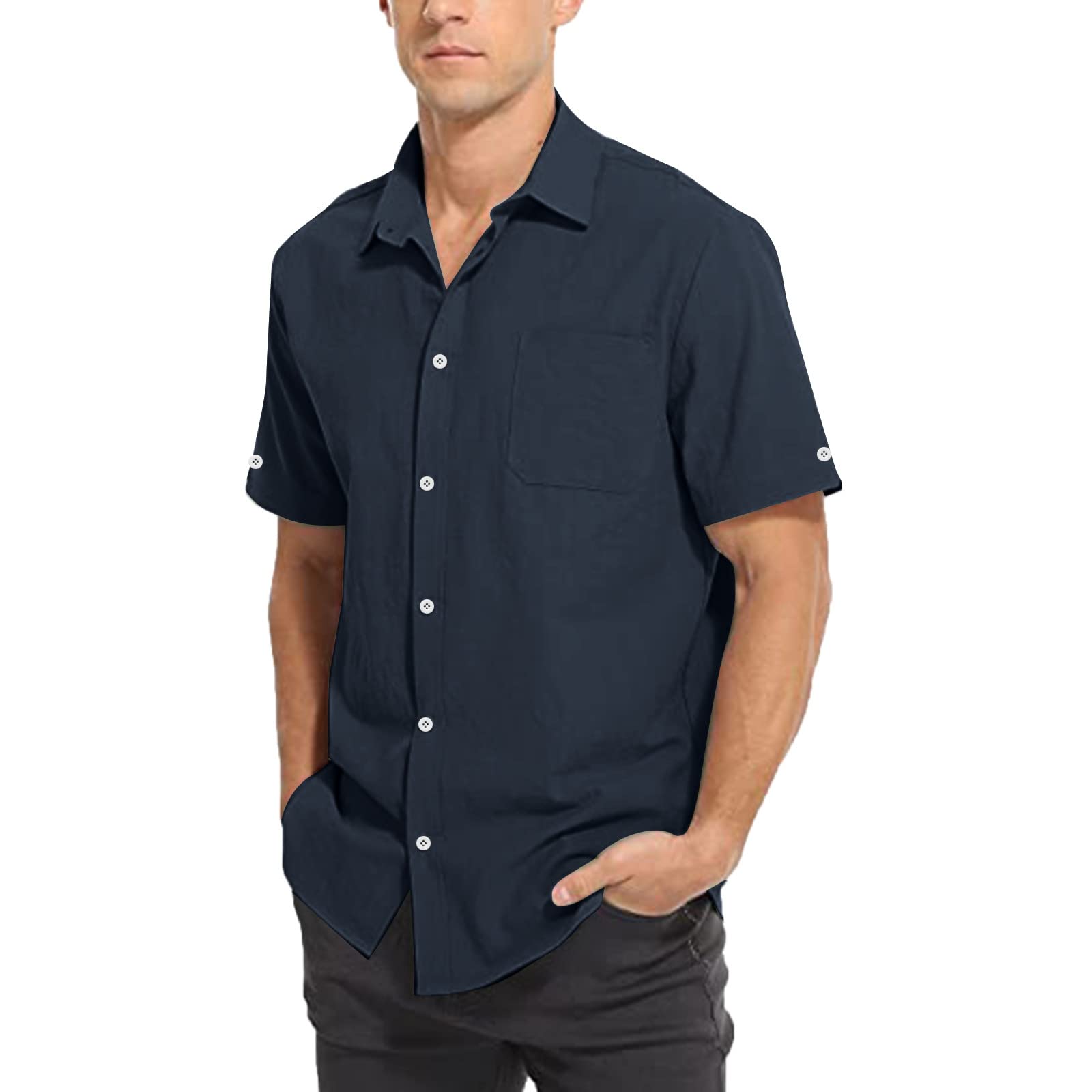 Men's Long Sleeve Oxford Button-Up Shirt - Stylish Solid Color Business Dress Shirt, Loose Fit for Comfort - Perfect for Office, Meetings & Formal Occasions