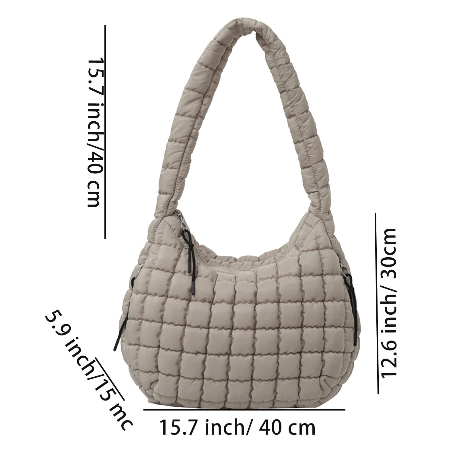 Quilted Puffer Tote Bag for Women - Lightweight Quilted Shoulder Bag with Zip Closure - Stylish Green Satchel Handbag - Perfect for Work, Travel & Daily Use