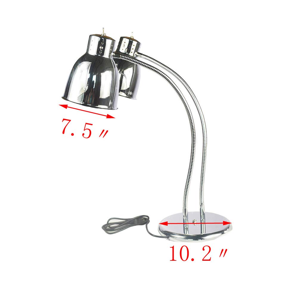 TECHTONGDA Commercial Double Bulb Food Heat Lamp - Adjustable Stand, Aluminum Construction for Restaurants, Catering & Buffets | Perfect for Keeping Food Warm at Events, Cafes & Kitchens