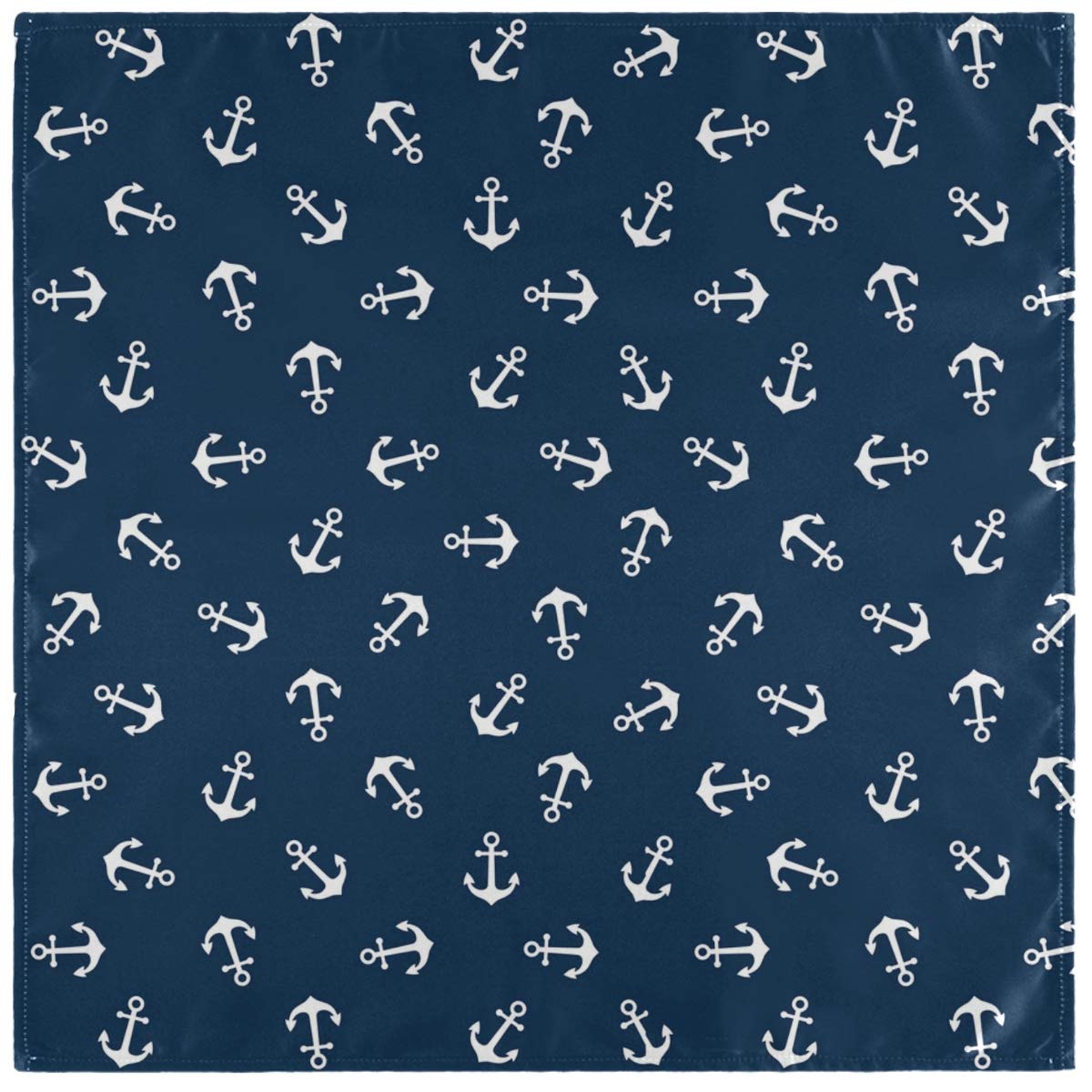 Chic Nautical Anchor Design Polyester Cloth Napkins - Set of 1 (20x20 Inches) Soft & Absorbent Dinner Napkins for Family Dining, Restaurants, Weddings & Parties - Navy Blue | Perfect for Beach-Themed Events, Summer BBQs & Coastal Home Decor