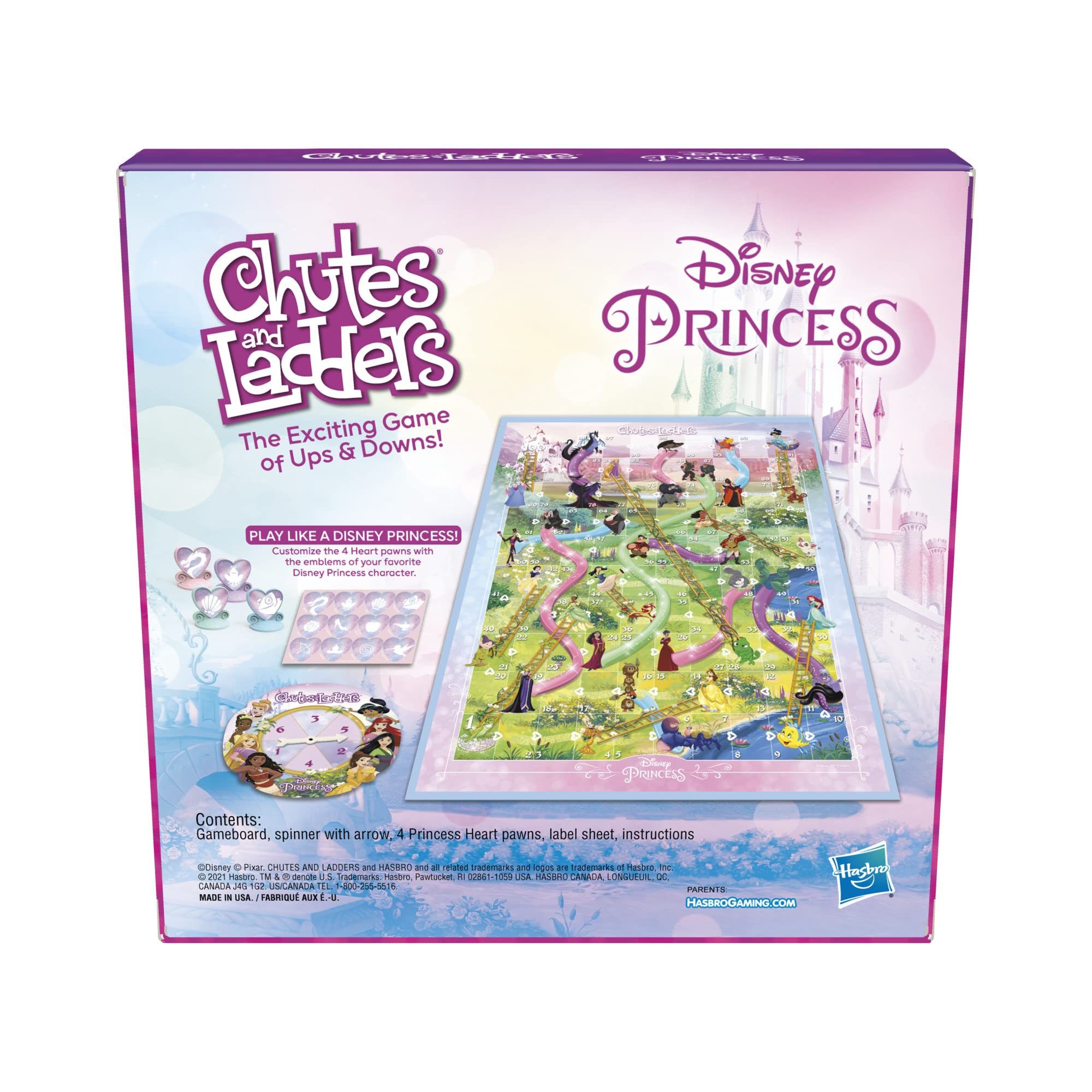 Hasbro Gaming Chutes and Ladders Disney Princess Edition Board Game for Kids Ages 3+ | Preschool Learning Game for Boys & Girls | 2-4 Players | Easter Gift Idea | Amazon Exclusive | Fun Family Game Night Activity