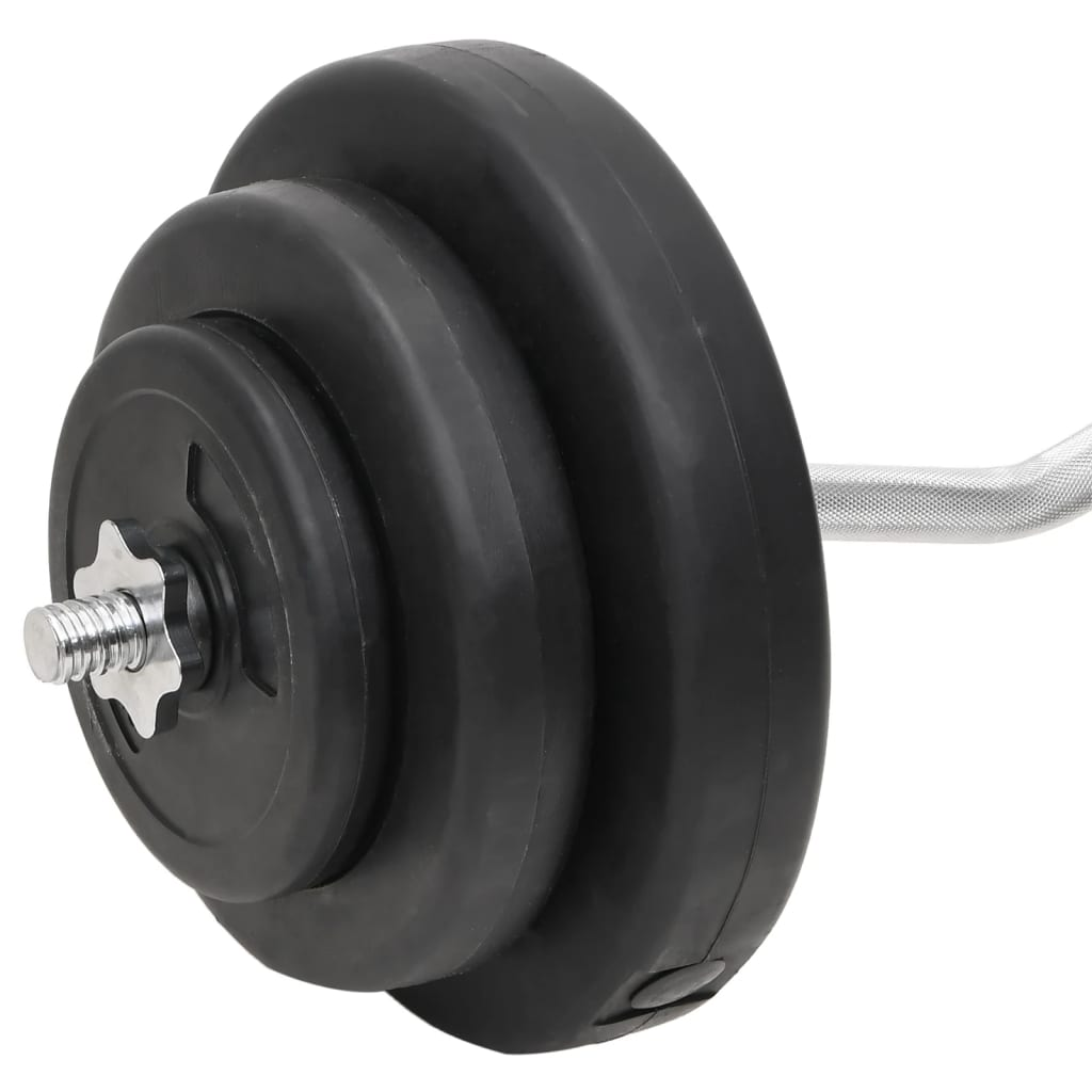 VidaXL 60kg Barbell and Dumbbell Set with Weight Plates - Home Gym Equipment for Strength Training & Weightlifting Workouts