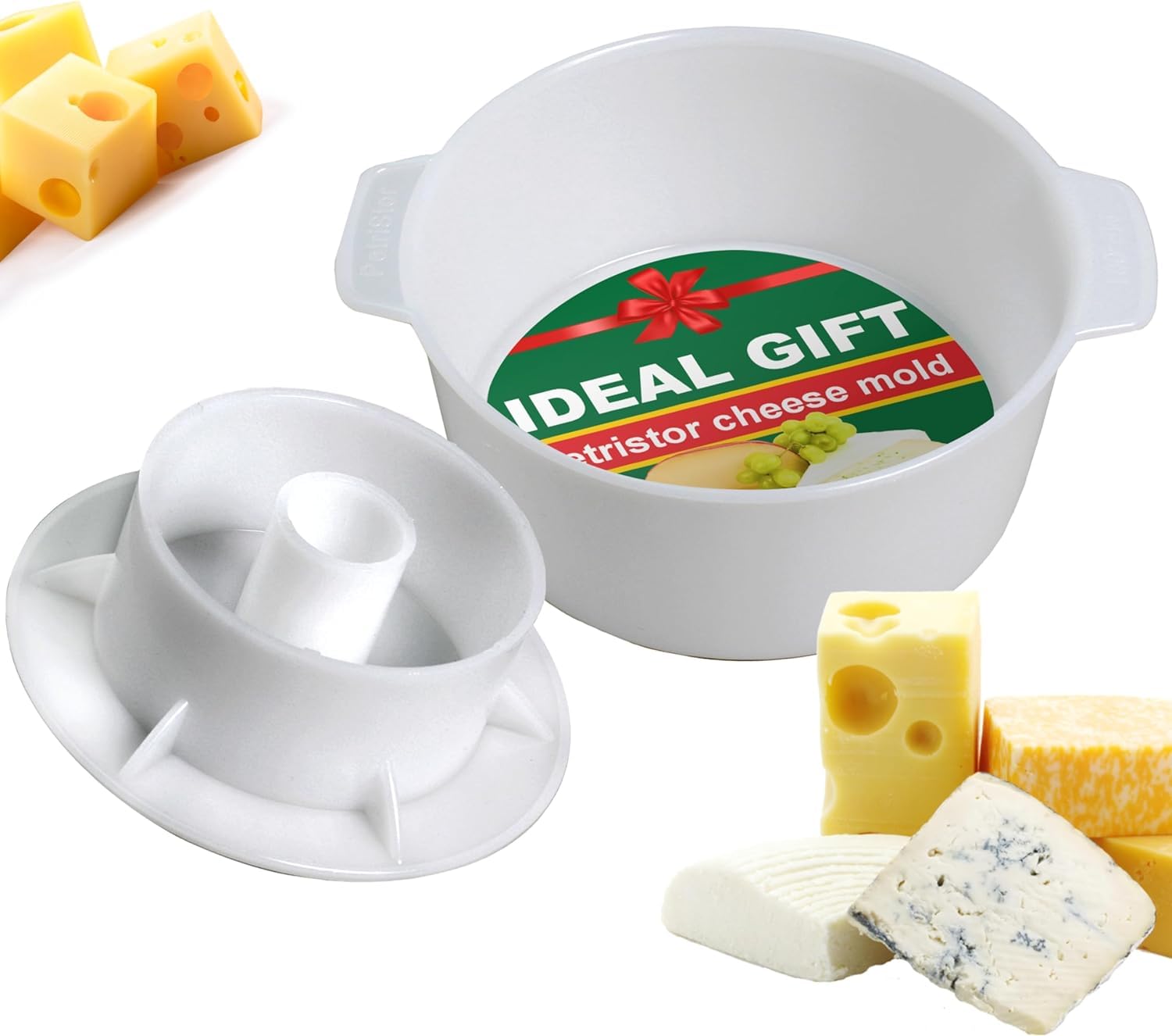 PetriStor 1.3QT Cheese Making Kit - Stainless Steel Cheese Mold with Follower Piston & Cheesecloth for Homemade Paneer, Cheddar & Artisan Cheeses | Perfect for DIY Cheese Press, Cheese Form Mold & Cheese Making Basket | Ideal for Home Cheesemaking, Gifts & Culinary Classes