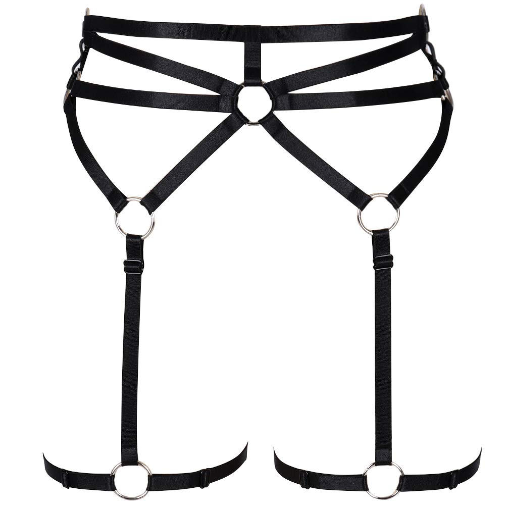 Sexy Women's Punk Harness Garter Belt - Adjustable Elastic Strappy Lingerie with Thigh Straps for Stockings | Gothic Fashion, Burlesque Costume, Fetish Wear & Nightclub Outfits