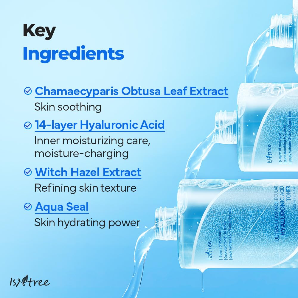 ISNTREE Hyaluronic Acid Toner 300ml - Korean Vegan Skincare for Deep Hydration & Smooth Skin | Daily Moisturizing Routine