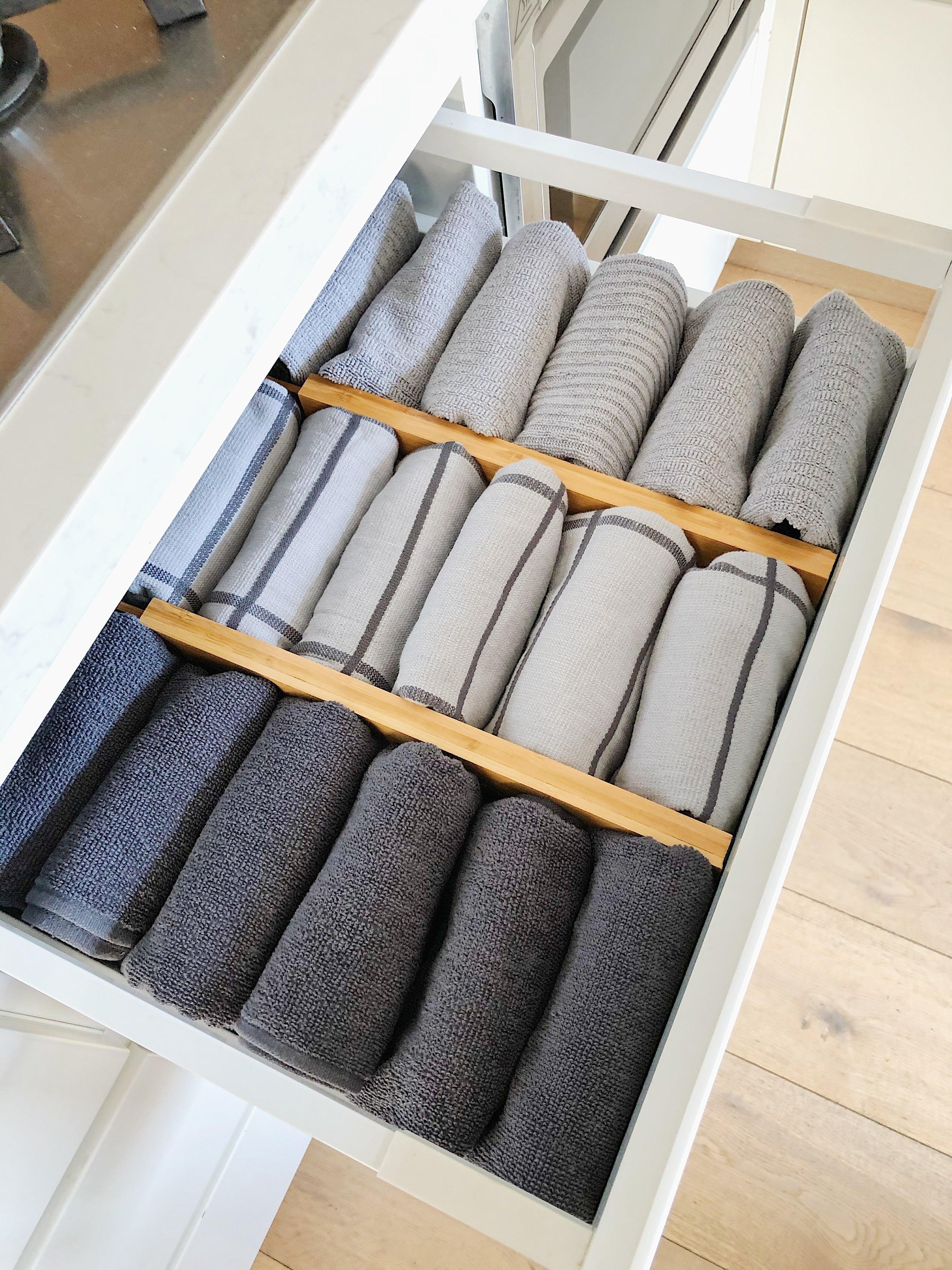 Bamboo Expandable Drawer Organizers - Set of 3 Drawer Dividers for Kitchen, Office & Bedroom Storage | Space Saving Closet & Cabinet Organizer