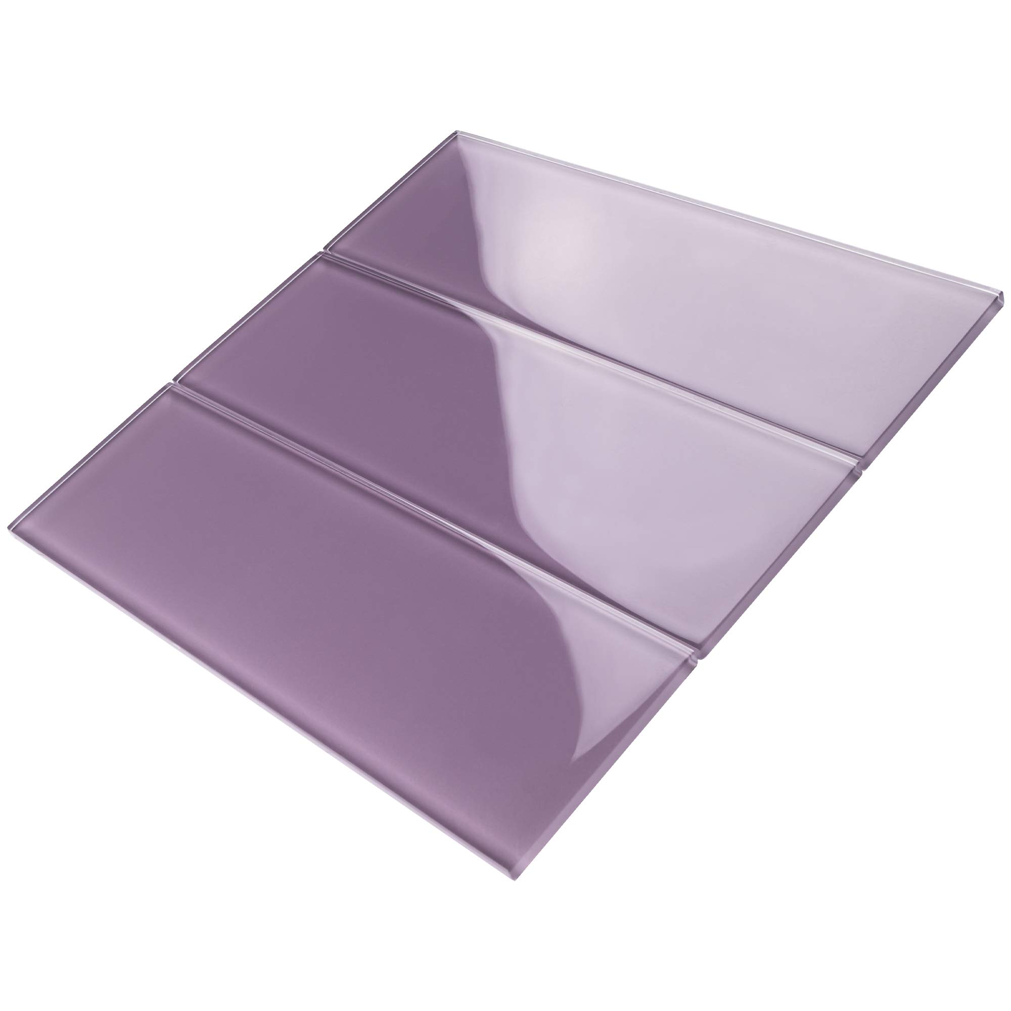 TCSBG-13 4x12 Purple Glass Subway Tile - Premium Kitchen & Bathroom Backsplash Wall Tile (30pcs=10sqft) - Perfect for Modern Home Renovation, Shower Surrounds, and Accent Walls