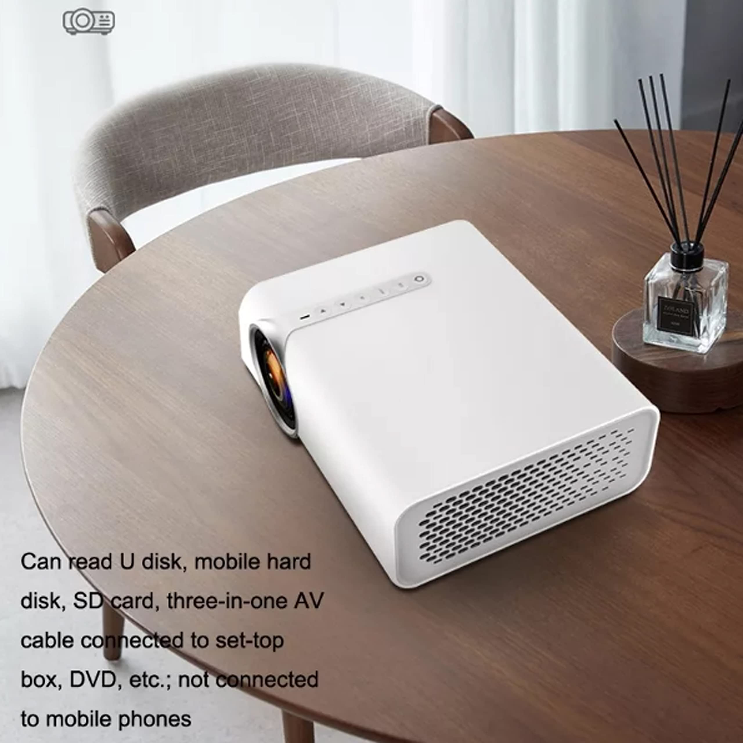 130 Inch HD Home Theater Projector - 1080P Support, USB/HDMI/VGA/SD Connectivity, Compatible with Smartphones for Movies, Gaming & Parties | Perfect for Indoor Home Entertainment & Outdoor Movie Nights (Black)