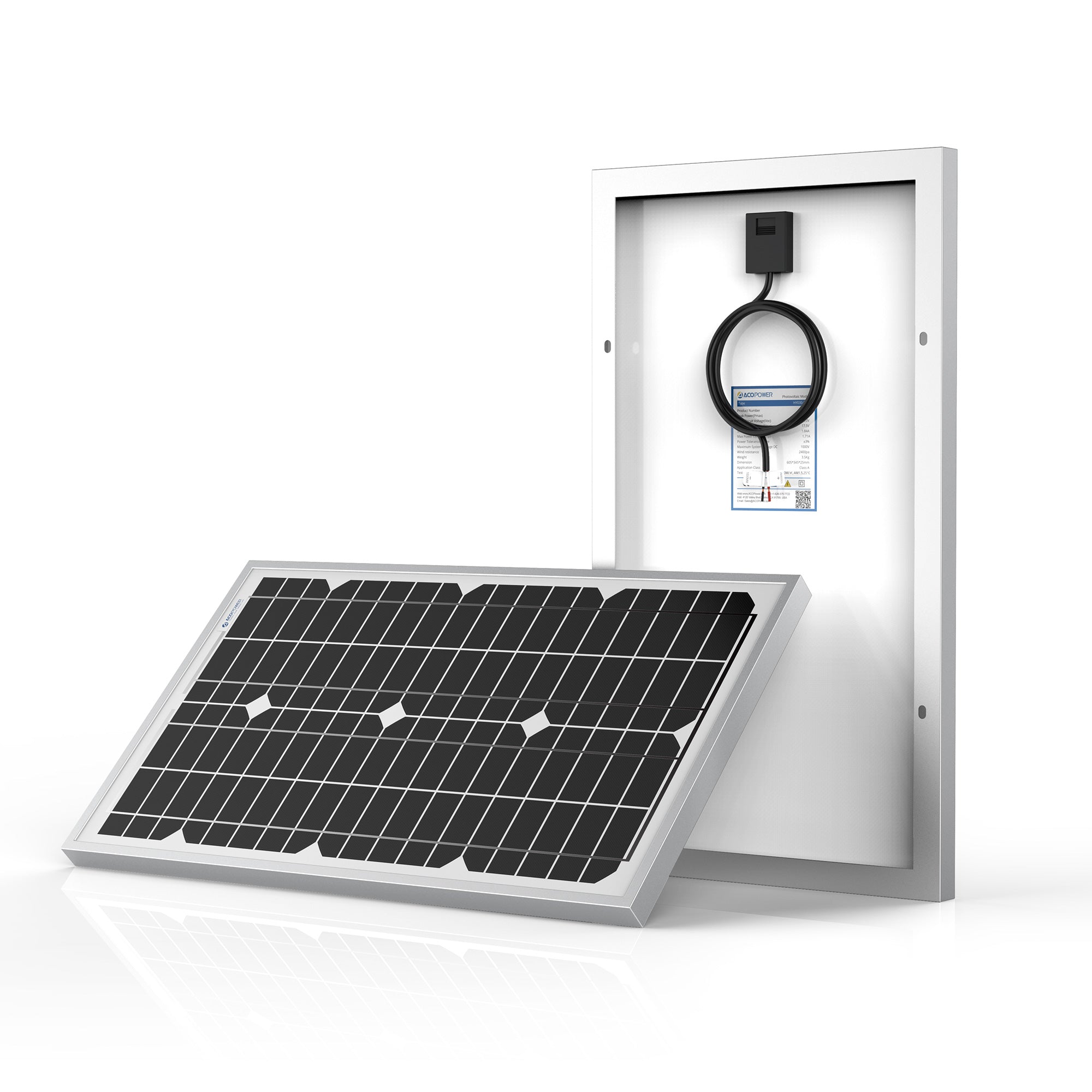Acopower 30W Monocrystalline Solar Panel - Portable Solar Charger for Camping, Hiking & Outdoor Adventures