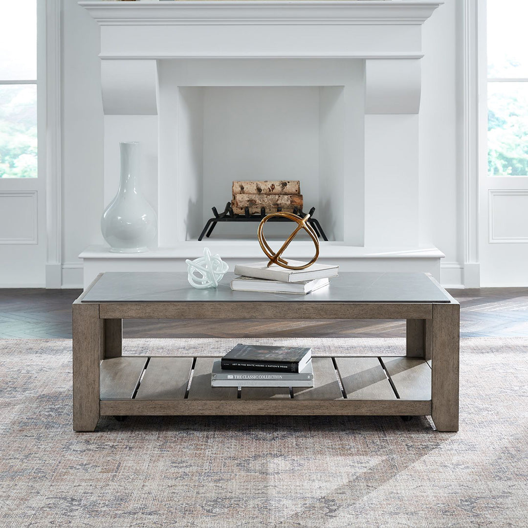 Millstone Cocktail Table - Modern Round Coffee Table for Living Room, Bar & Lounge - Perfect for Home Decor, Entertaining & Small Space Furniture