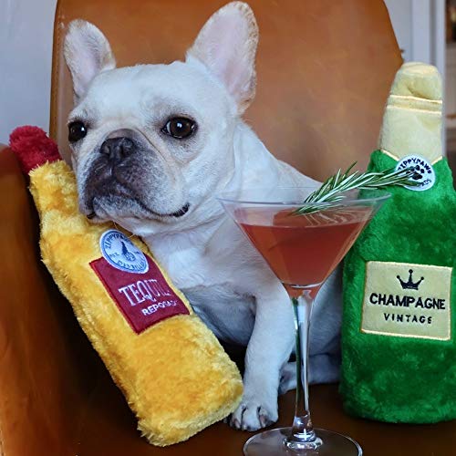 ZippyPaws Happy Hour Crusherz - No Stuffing Crinkle & Squeaky Dog Toy for Small & Large Dogs - Durable Interactive Play for Indoor & Outdoor Fun - Pack of 1 (Champagne)