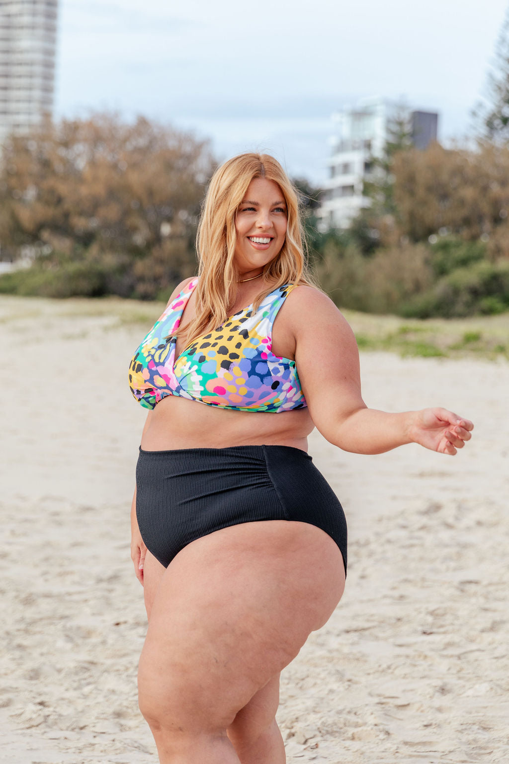 Black Miami Bikini Bottoms - High Waisted Swimwear for Women, Perfect for Beach Vacations & Pool Parties