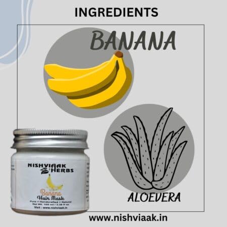 Nishviaak™ Banana Hair Mask for Women - Deep Conditioning Treatment for Dry, Damaged Hair - Perfect for Salon-Quality Hair Care at Home