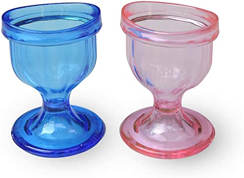 Ancient Impex - Reusable Plastic Eye Wash Cups for Effective Eye Cleansing & Irritation Relief - Blue & Pink (2-Piece Set) - Perfect for First Aid Kits, Travel & Contact Lens Care
