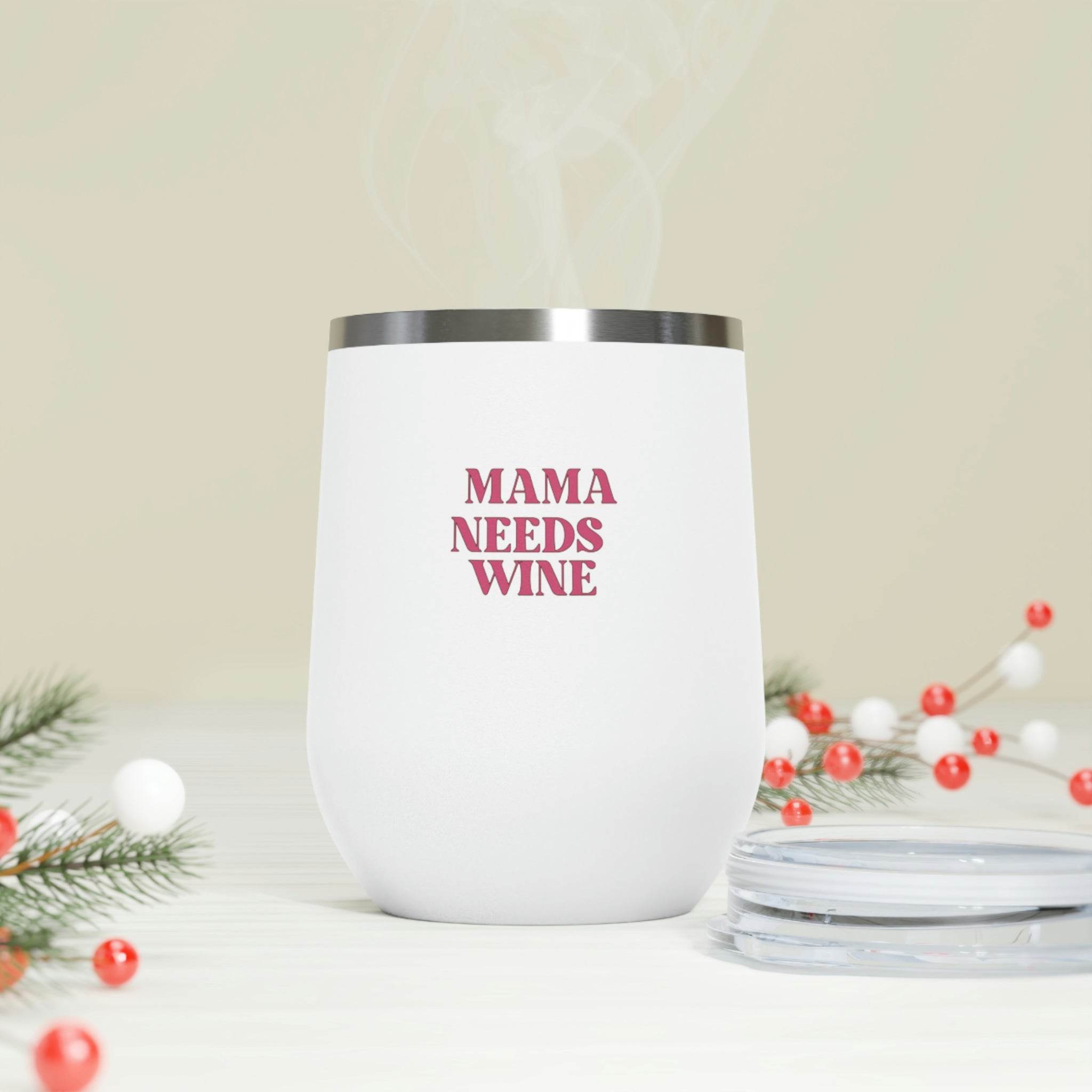 Insulated Wine Tumbler 12oz - Double Wall Stainless Steel Travel Cup with Lid - Perfect for Wine Lovers, Mom Gifts & Outdoor Activities