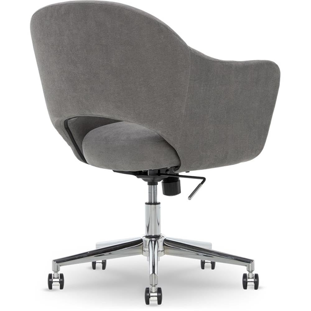 Allora Modern Swivel Office Desk Chair - Height Adjustable Ergonomic Rolling Chair with Upholstered Seat & Metal Base for Home Office, Study Room & Conference Meetings (Grey) - Perfect for Remote Work, Online Classes & Long Computer Sessions