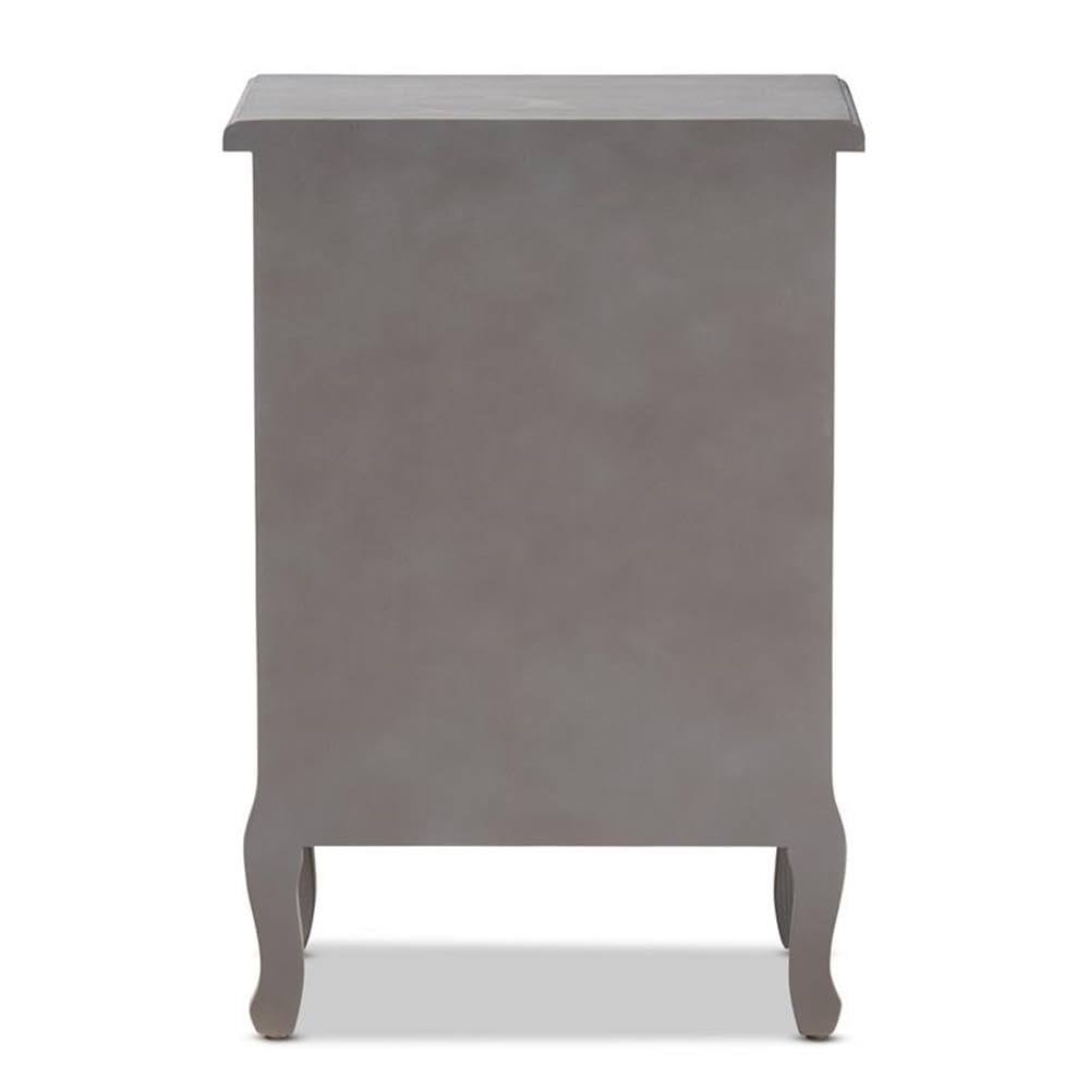 BOWERY HILL French Grey Wood 3-Drawer Nightstand - Modern Bedside Table for Bedroom, Living Room & Guest Room Storage