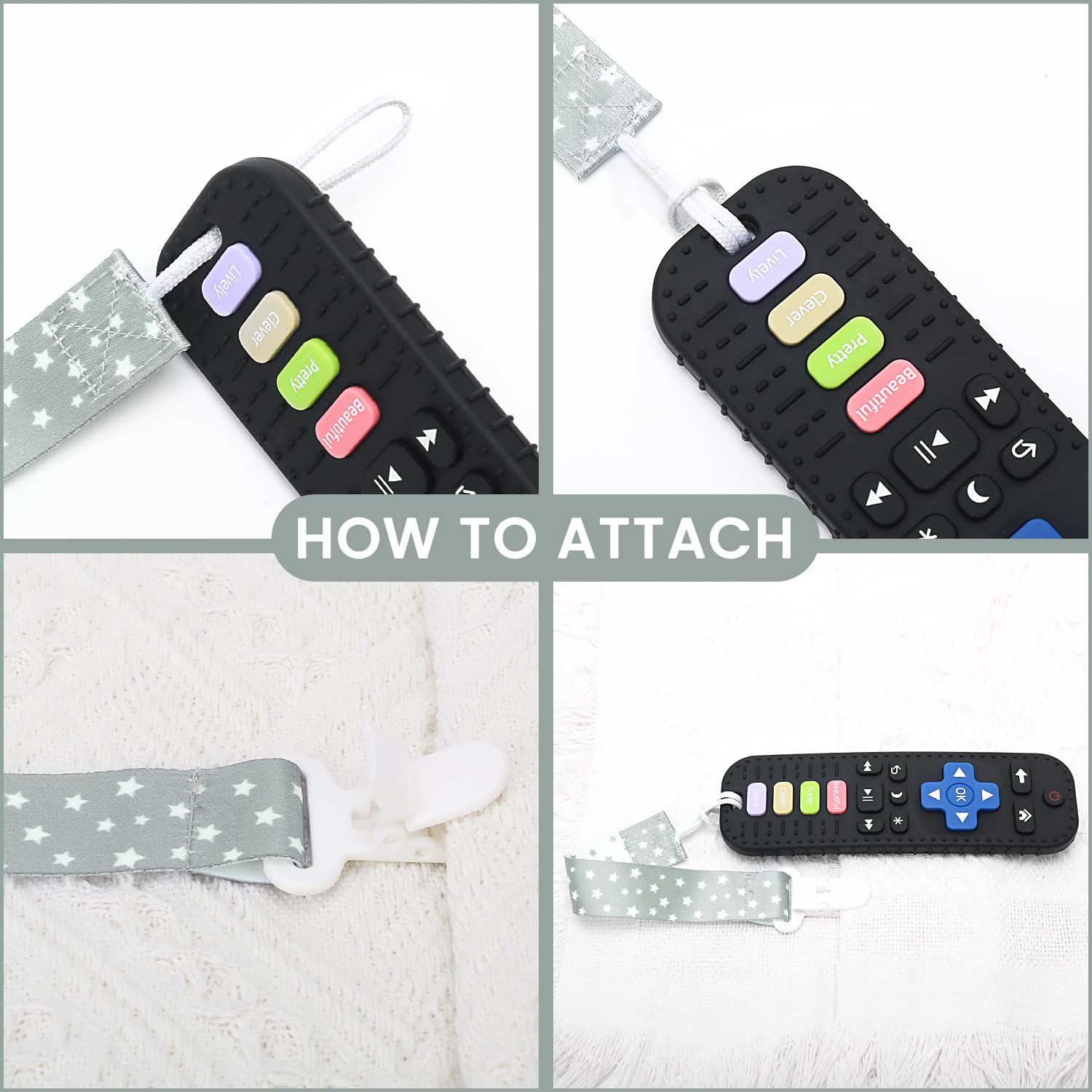 **MISSLILI Baby Teething Toys for 0-24 Months - Soft Silicone Teether Set for Boys & Girls, Remote Control Shape Chew Toy for Toddlers (Black) | Perfect for Soothing Sore Gums & On-the-Go Play**