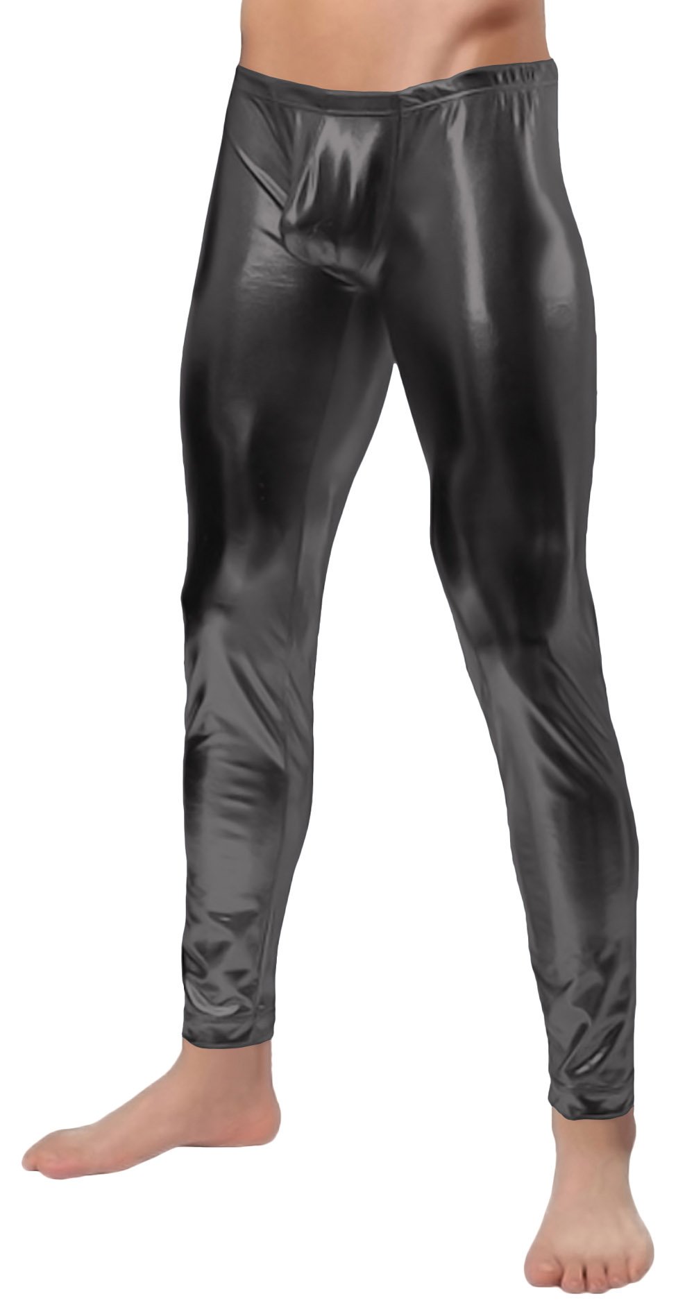 Sheface Men's Shiny Metallic Slim Fit Long Pants - High Waisted Stretch Trousers for Nightclub, Party & Performance Outfits