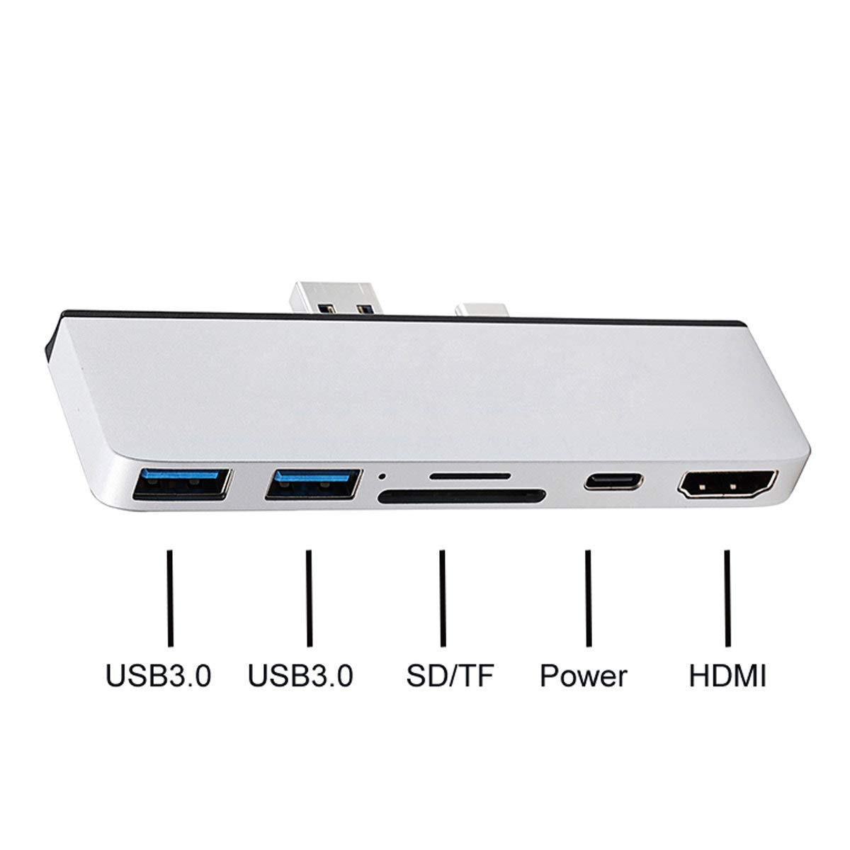 Premium USB-C to HDMI Adapter with USB 3.0, SD/TF Card Reader & Power Delivery - Compatible with Surface Pro 7/8, MacBook, iPad Pro - Ideal for Work Presentations, Home Theater & Multi-Device Charging