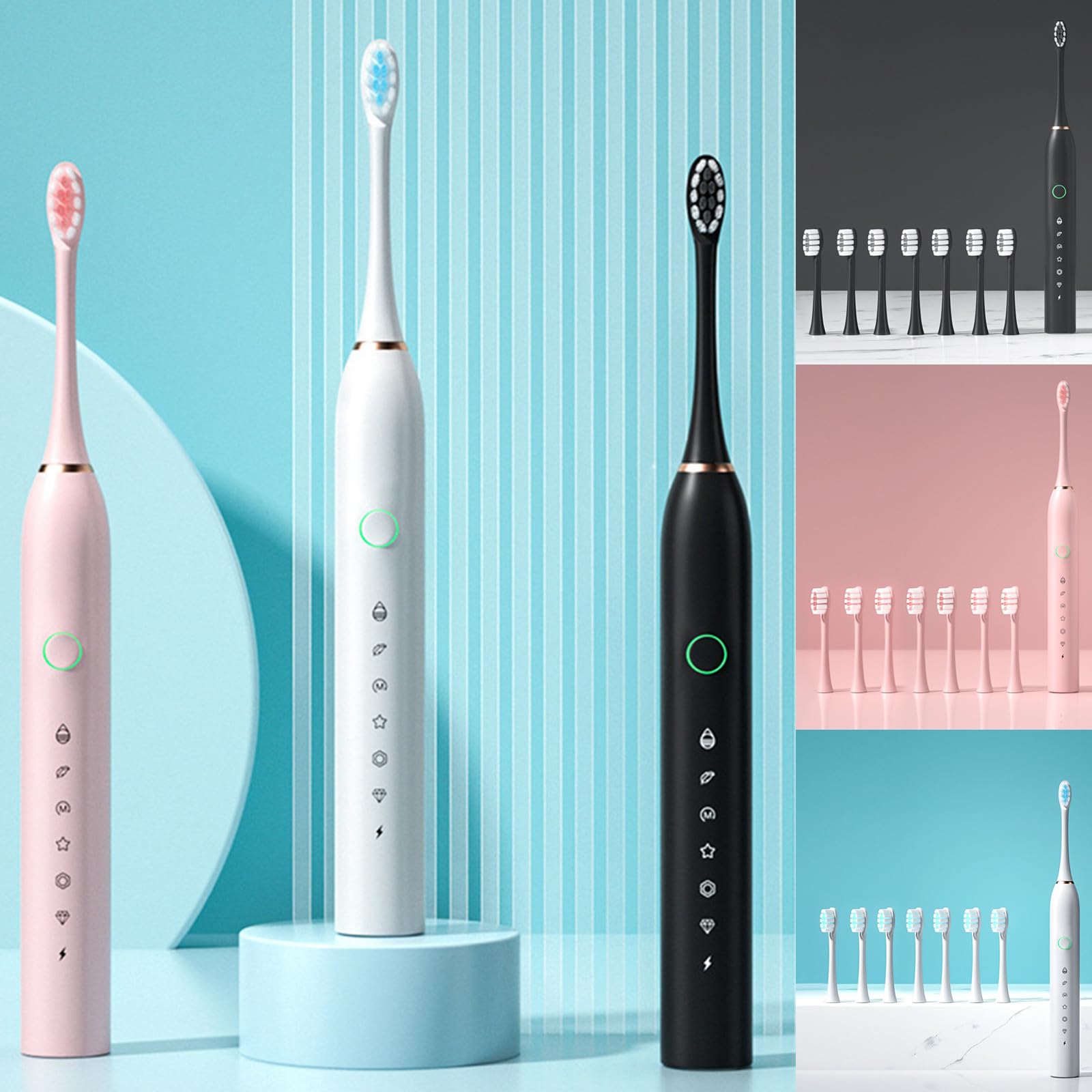 Topliu Rechargeable Electric Toothbrush with 8 Brush Heads - 6 Cleaning Modes & 2-Minute Smart Timer - Waterproof Travel Toothbrush for Men & Women - Perfect for Home Use, Travel, and Gifts