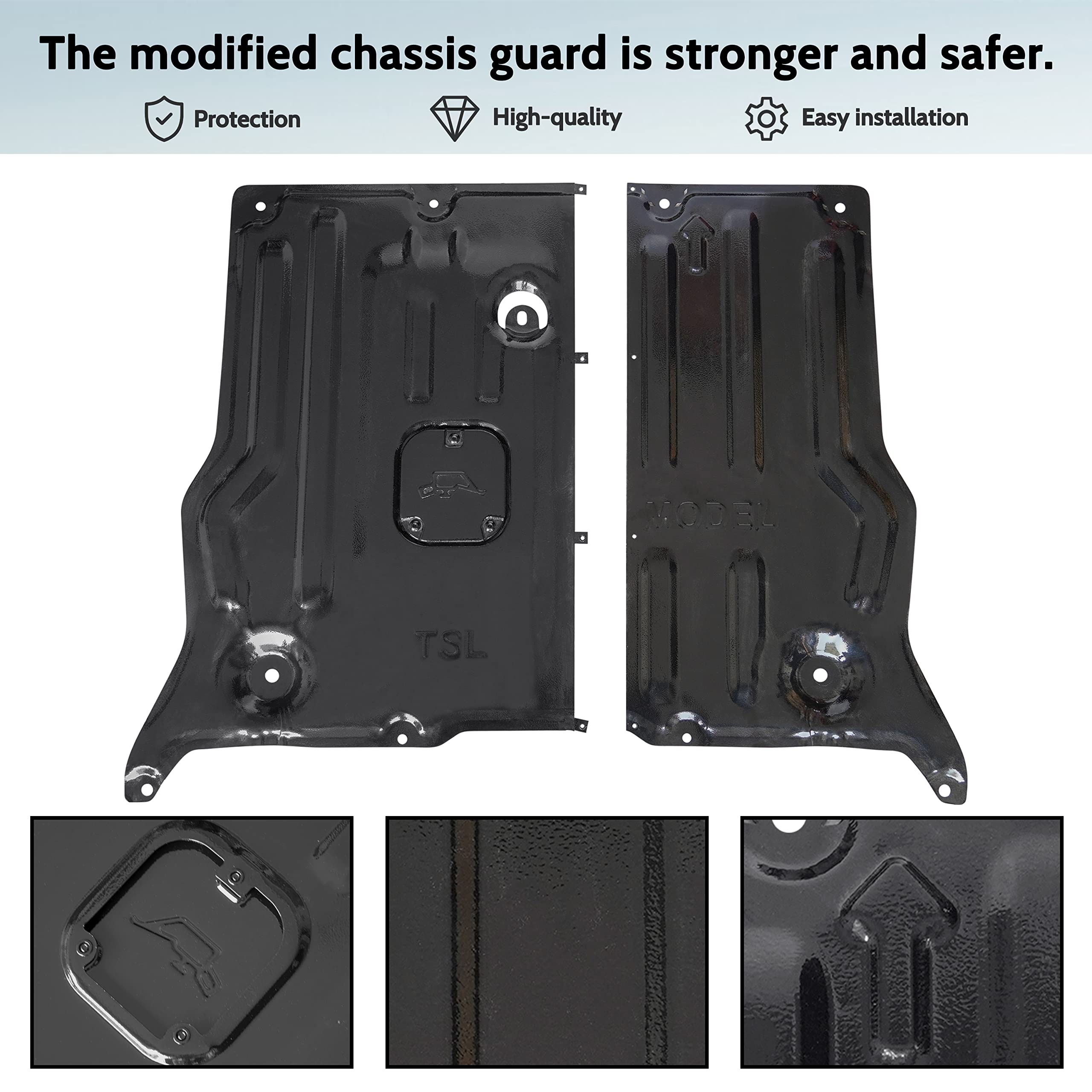 Premium Front Skid Plate for Tesla Model 3 (2017-2024) & Model Y (2020-2024) - Heavy Duty Underbody Engine Guard, Splash Shield & Chassis Protection - Perfect for Off-Roading, Winter Driving & Enhanced Vehicle Protection